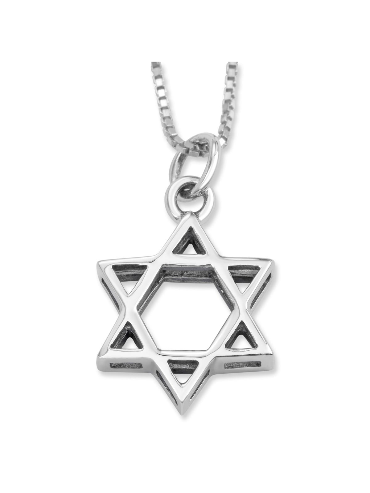Sterling Silver Double Layer Star of David Pendant Necklace